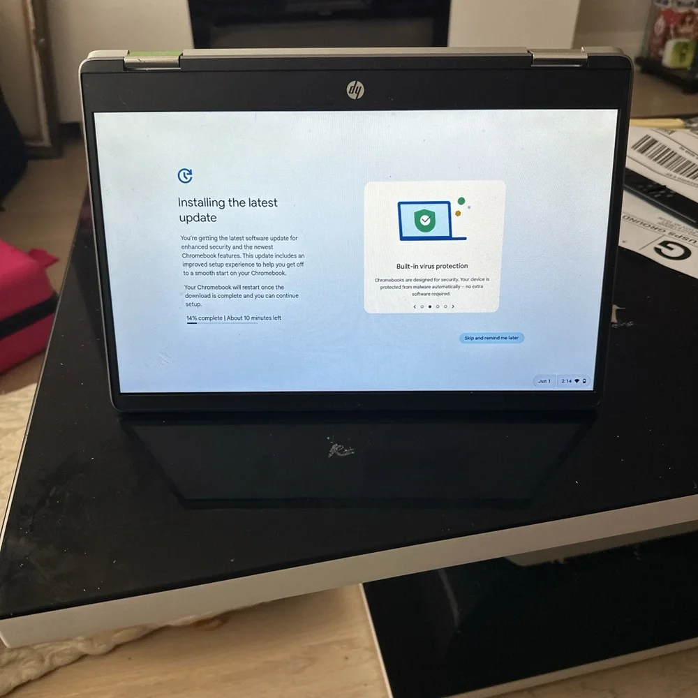 HP Silver Chromebook Laptop with Slim Design